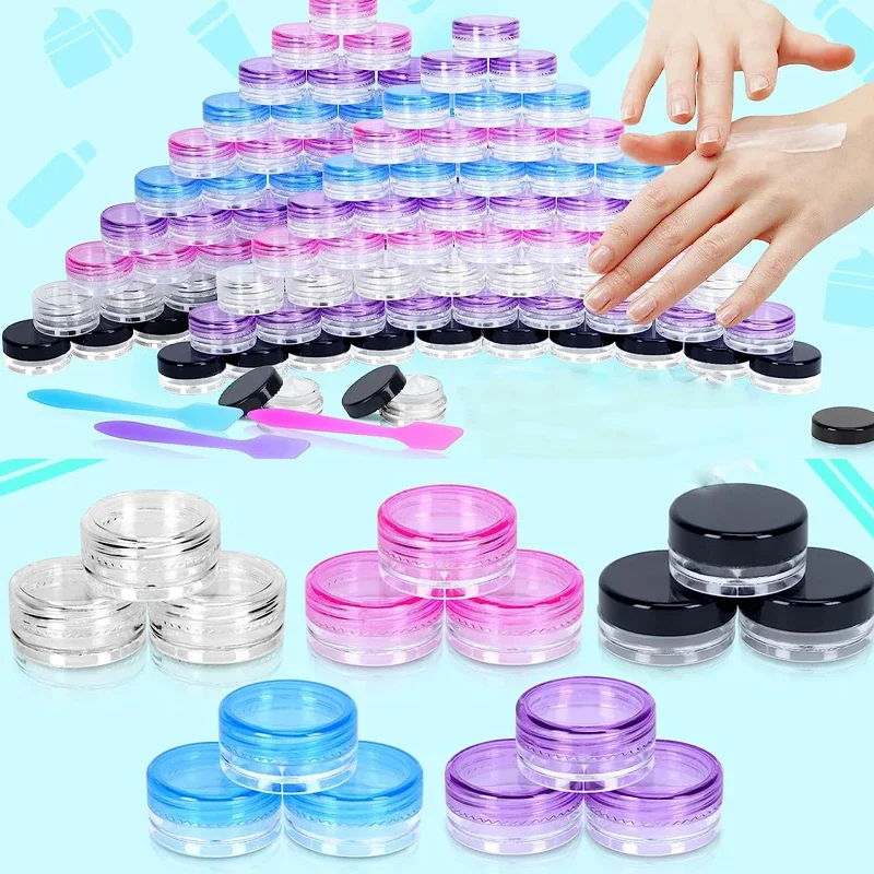 

200Pcs 5g Portable Plastic Cosmetic Empty Jars Clear Bottles Eyeshadow Makeup Cream Lip Balm Container Pots