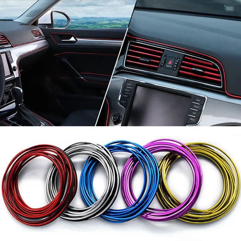 3/5/10M Automotive Interior Line Decorative Strip Door Center Console Gap Instrument Panel Chrome Strips Car Decor Accessories