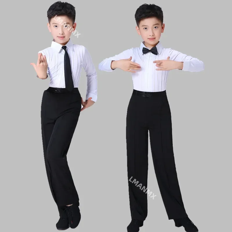 ห้องบอลรูมเด็กเต้นรําละติน Tango การแข่งขันชุดเด็ก Professional Dance Boy Salsa เสื้อ + กางเกง