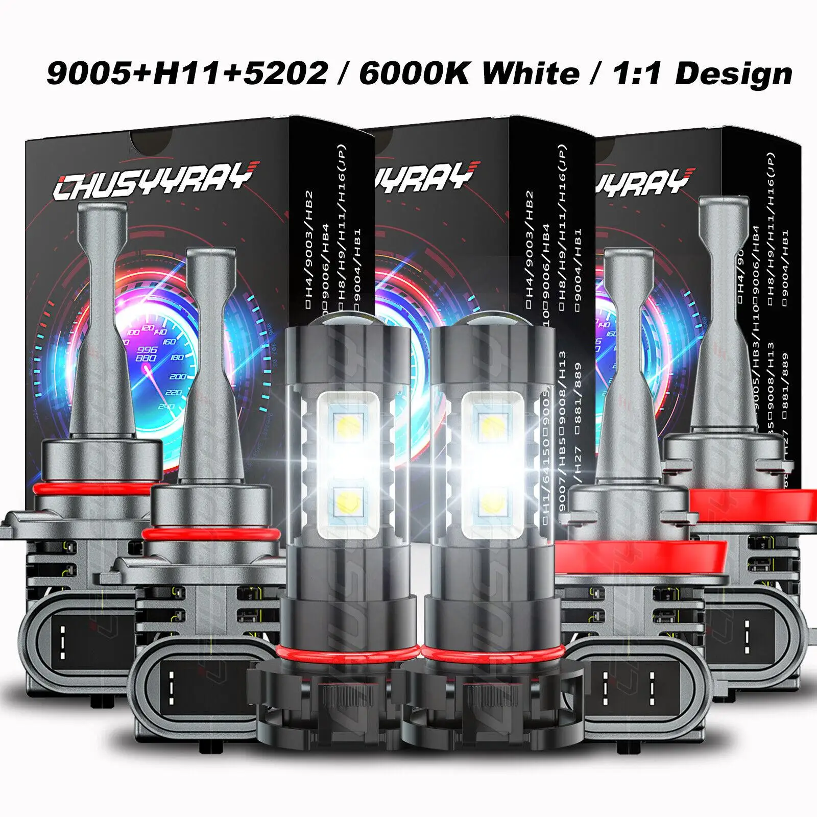 

PCVBMLAUT Car lights LED Headlight + Fog Light Bulbs For Chevy Silverado 1500 2500HD 2007-2015 Car accsesories