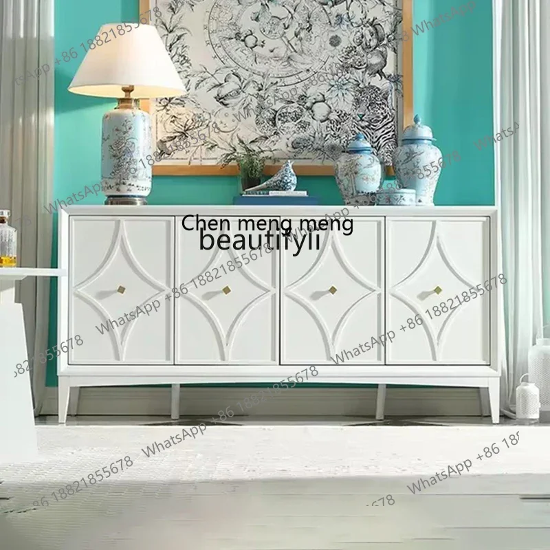 

32 Dining side cabinet, living room tea side cabinet, American light luxury carved entrance decorative cabinet