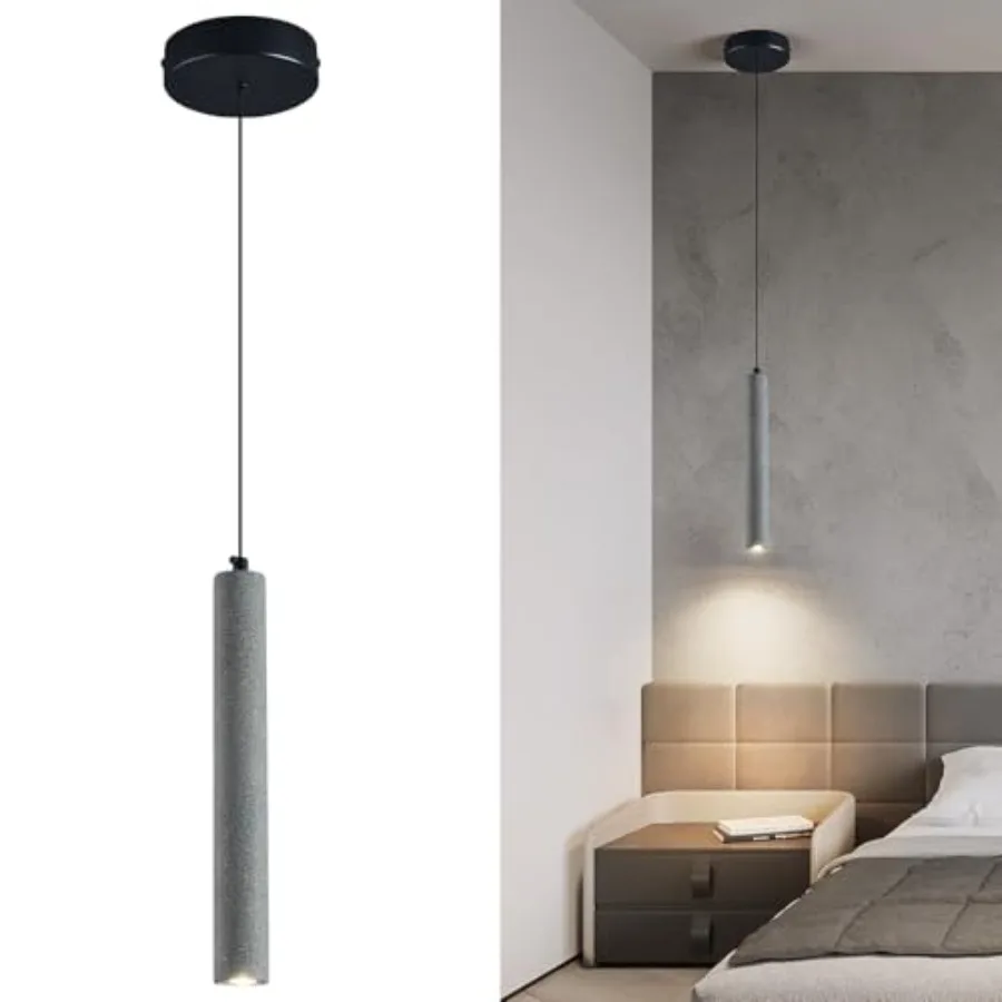 

Concrete Linear Black Pendant LightModern Industrial Hanging Cement Pendant Lighting Fixture for Kitchen Island Dinning Room Be
