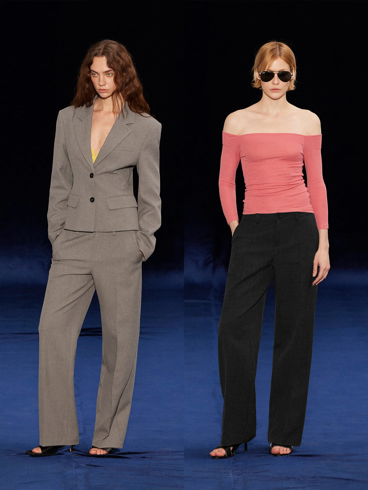 

Low Waist Straight Leg Pants Randpiee Retro Series mat 3D Stitching Trousers for Women Polyester Spandex Blend