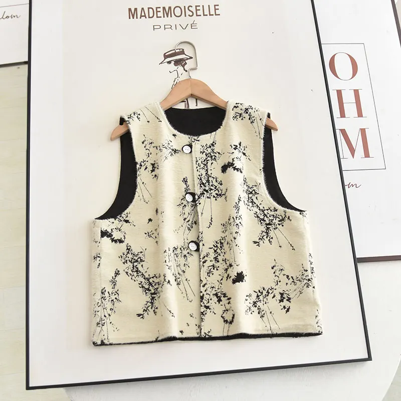 

Double-Sided Wear Light Chinese Sle Patchwork Vest Autumn Winter Ele Faionable Versatile Layering Floral Embroidery