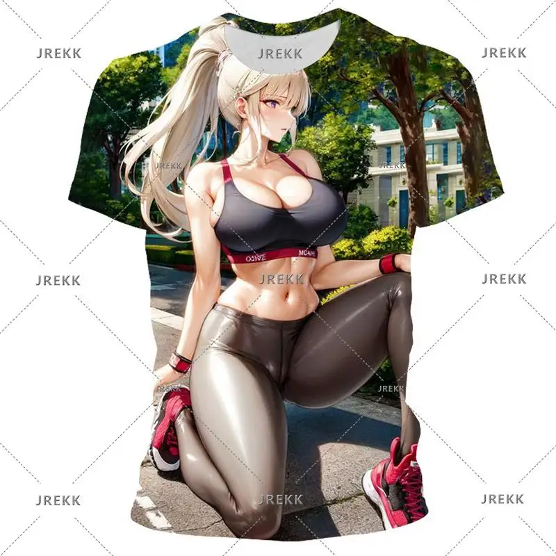 Ahegao Hentai Custom Anime T Shirt for Men 3D Waifu Girls Printed T-shirt Harajuku Fashion Tops Customized Sexy Loli Tee Shirts