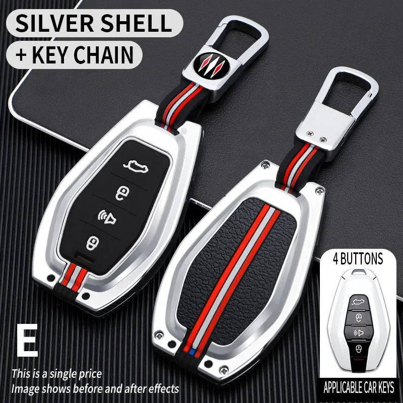 

4 Bottons Metal Car Key Cover Fob Case Shell for Chery Jetour X70 X90 X95 Plus 2020 2021 2022 Remote Holder Keychain Accessories