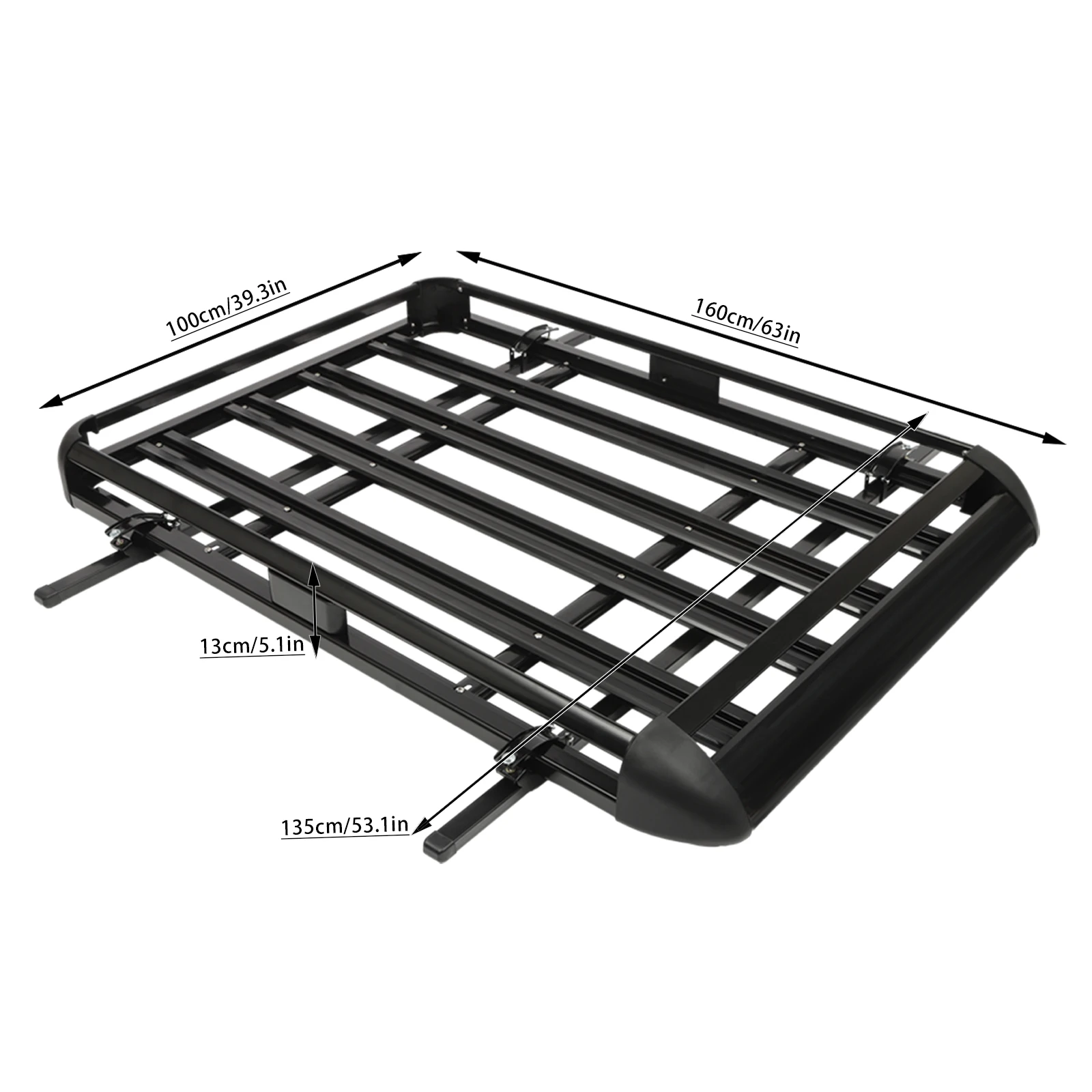 140x100cm/160×100cm Universele aluminium autodakdrager Cargo Basket Tray Bagagedrager Zwart Belasting 150kg voor SUV met ingebouwde rekken