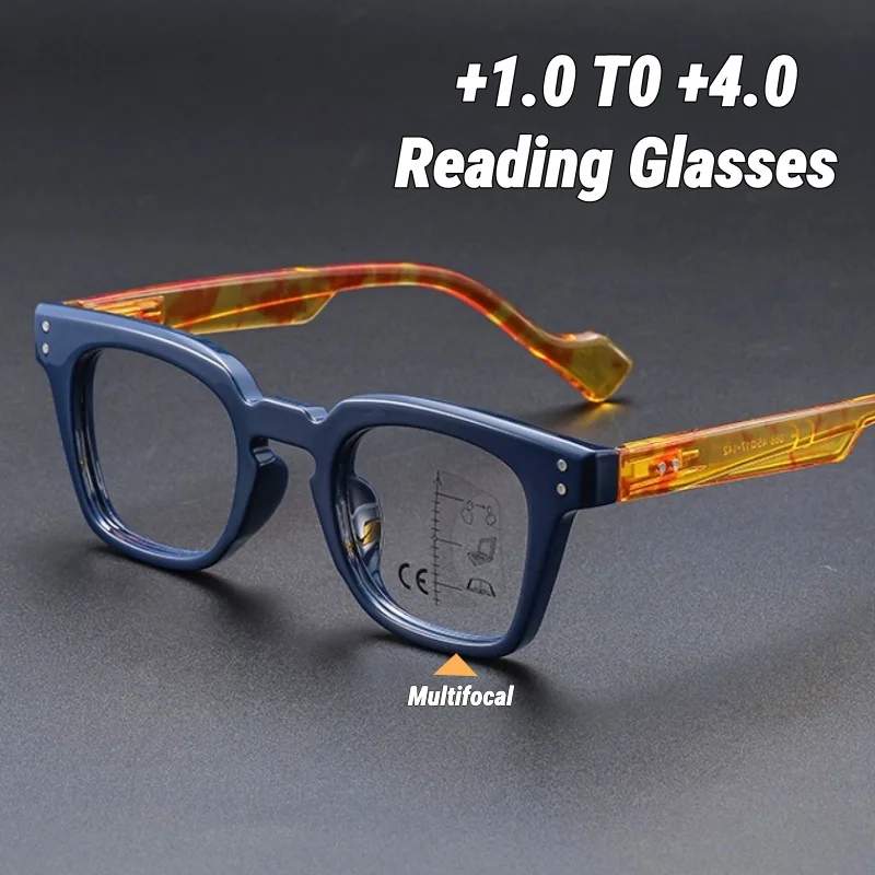 

Large-Frame Square Multifocal Presbyopia Glasses Unisex Anti Blue Light Glasses with Plus Diopters for Near and Distance Vision