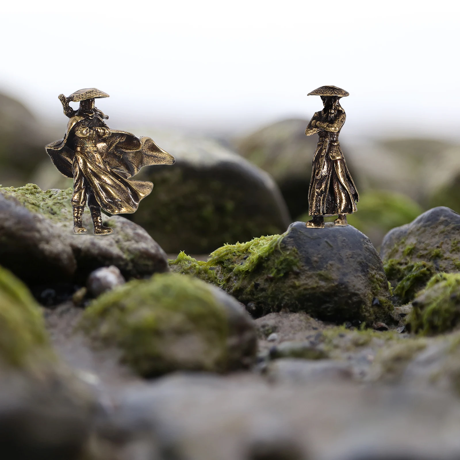 

2pcs Miniature Landscape Figurines Ancient Style Bonsai Decor Micro Garden Ornament For Desk Home Office Cafe Alloy Mini Figures