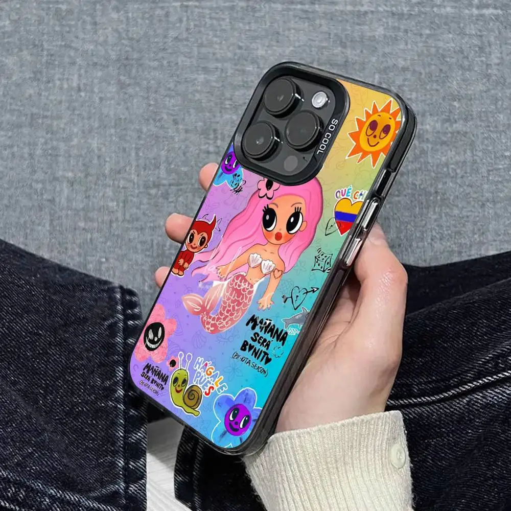 حافظة هاتف Karol G Manana Sera Bonito لهاتف آيفون 17 16 15 14 13 12 11 Pro Max Plus غطاء خلفي فضي مقاوم للصدمات #3