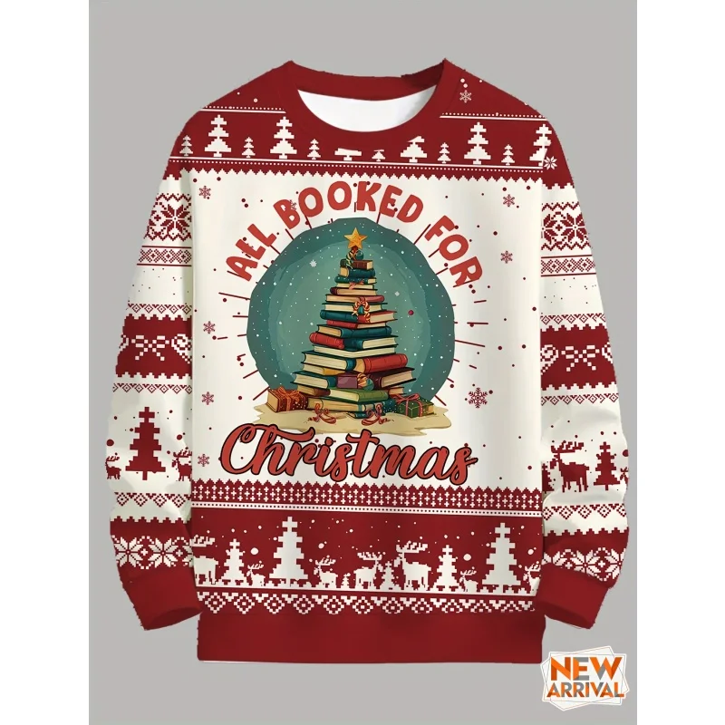 

3D Printed Ugly Christmas Sweatshirt For Men Women Festive Beer Pattern Hoodie Casual Long Sleeves Pullovers Round Neck Hoodies