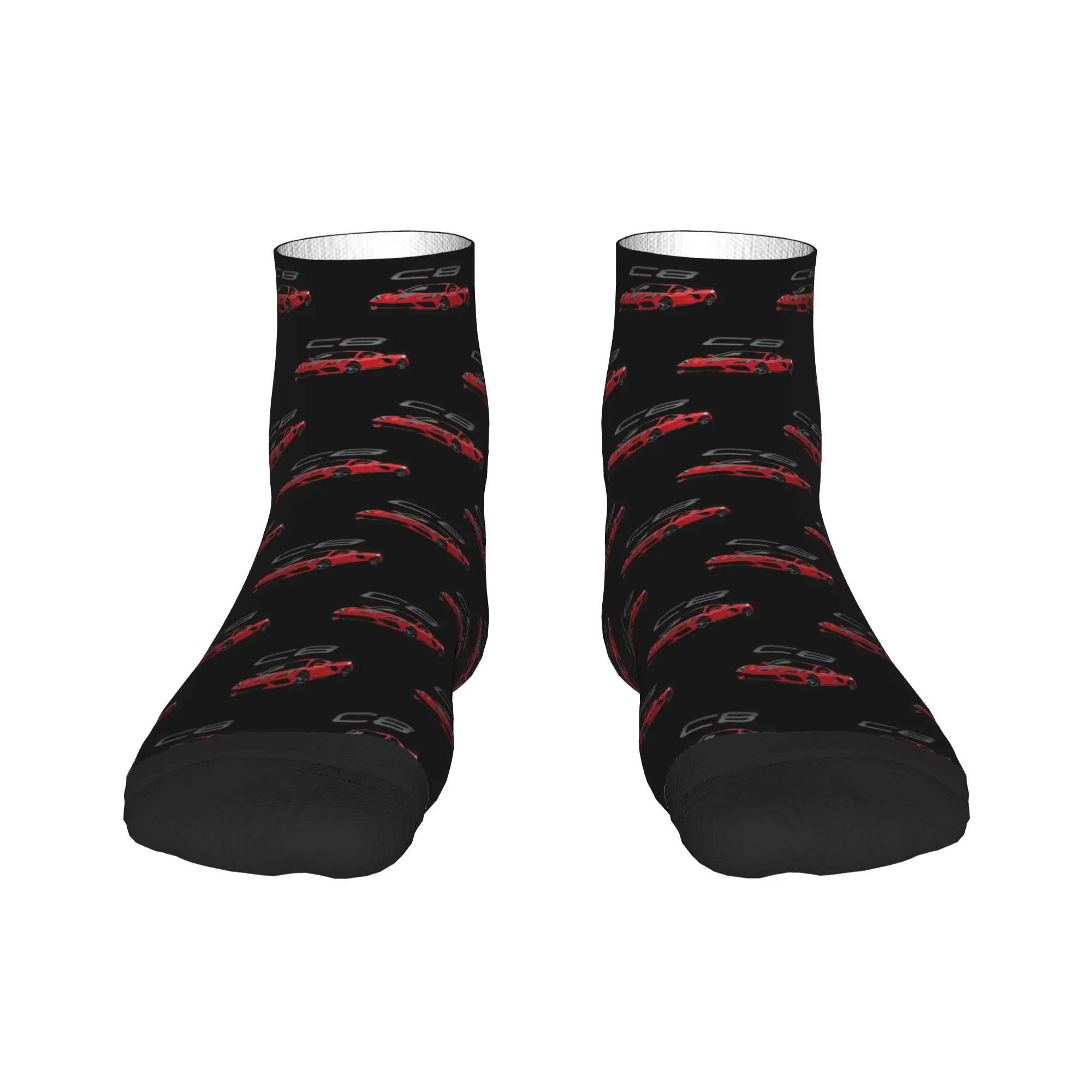 

Red Chevy Corvette C8 Mid Engine Socks Harajuku Sweat Absorbing Stockings All Season Socks Accessories for Man's Woman's