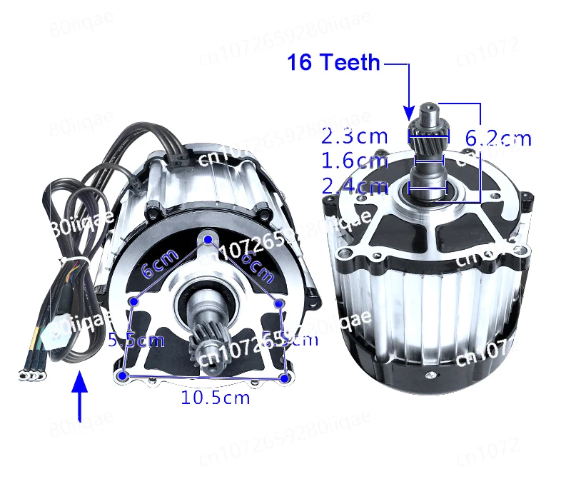 1500W 60V 72V BLDC Medium DC Brushless Motor for Electric Tricycles