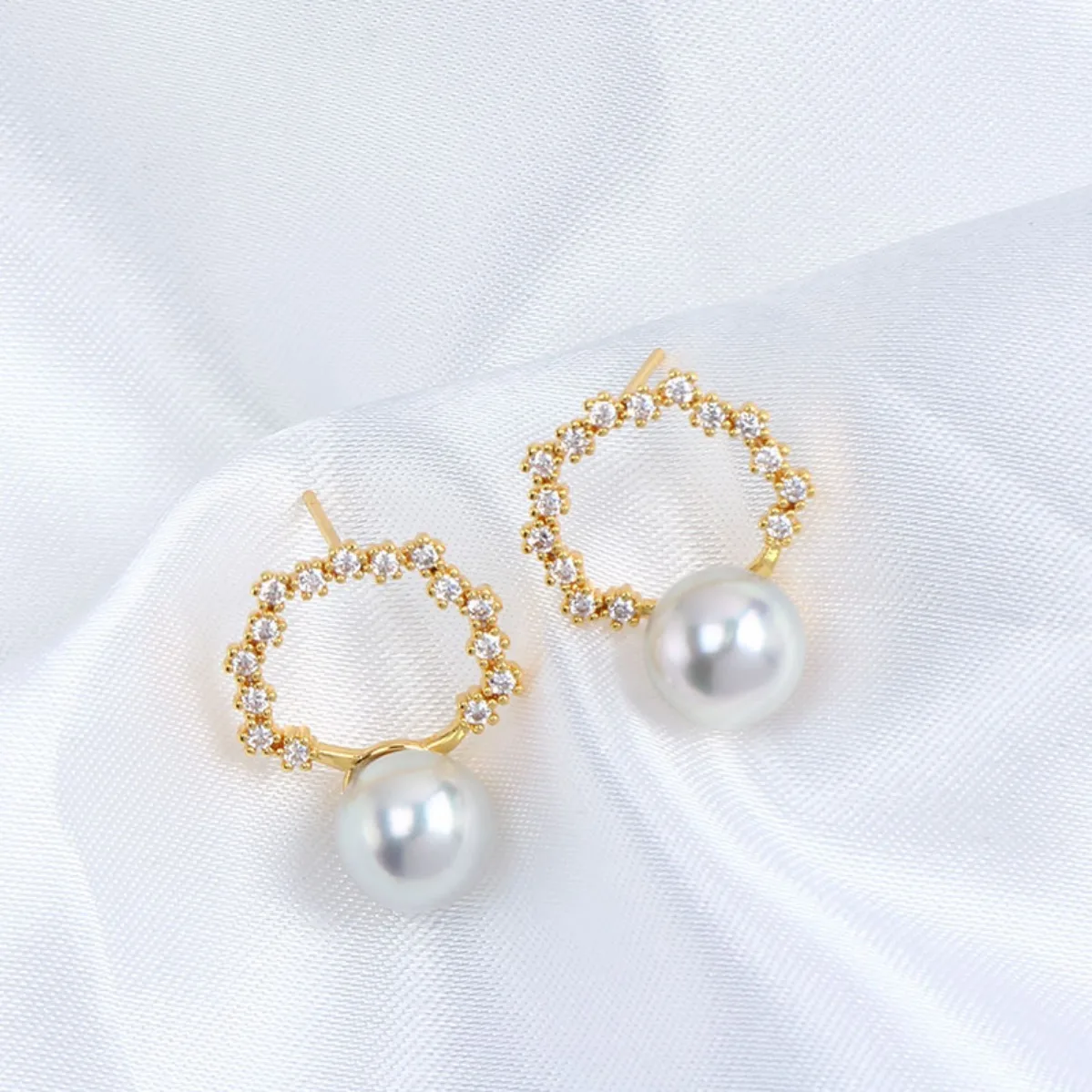 Elegant Fairy Style Women Brass 14K Gold Filled Song Hye Kyo Inspired Blank Setting Handmade Findings For DIY Pearl Stud Earring