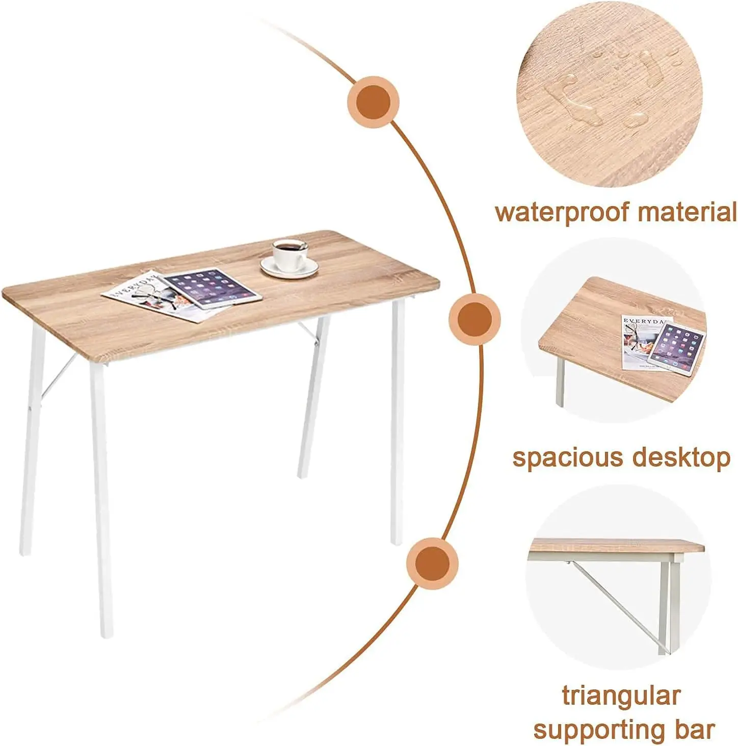 Escritorio pequeño para computadora, mesa de escritura para estudio para oficina, en forma de I, escritorio moderno para computadora portátil de oficina, mesa de trabajo resistente, PC de madera Com