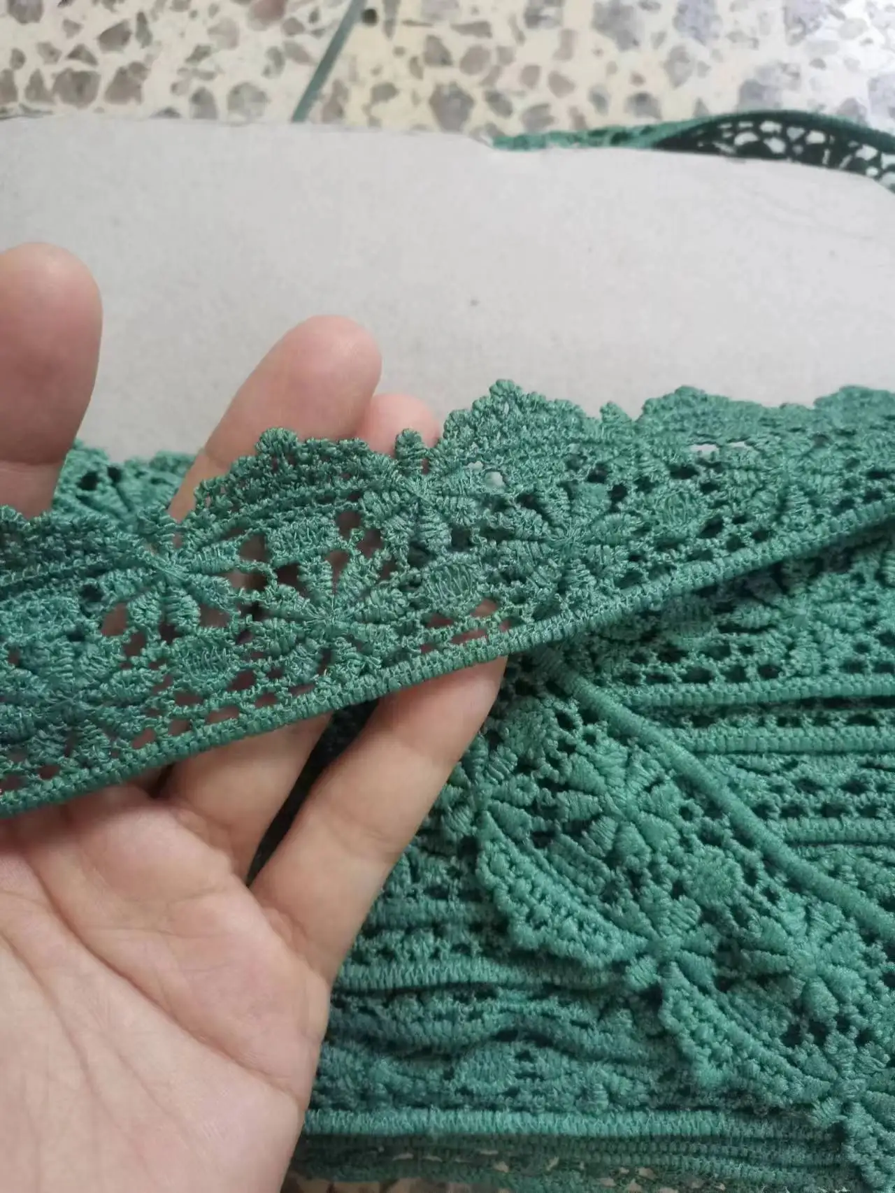 1Yard Best di Vendita di Ultimo Guipure Tessuto di Pizzo Verde 3.8cn Nastro di Pizzo di Cotone Del Merletto di Applique Abito Da Sposa In Tessuto