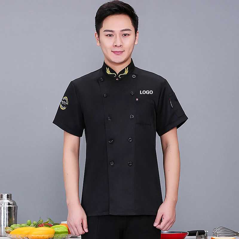 Uniforme de Chef para hombres y mujeres, camisa de manga corta/larga con Logo de Restaurante, personalizada