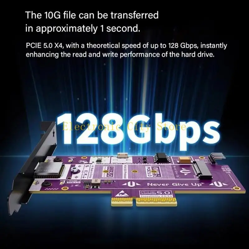PCIe5.0 4X M.2 NVMe Converter Aluminum Remote PC Fast Data Transfer HU8D