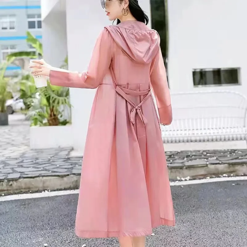 Female  Sun Protection Clothing 2022 New Xia Chaoxian Long Fashion Ice Silk Breathable Women\'s Thin Windbreaker Coat