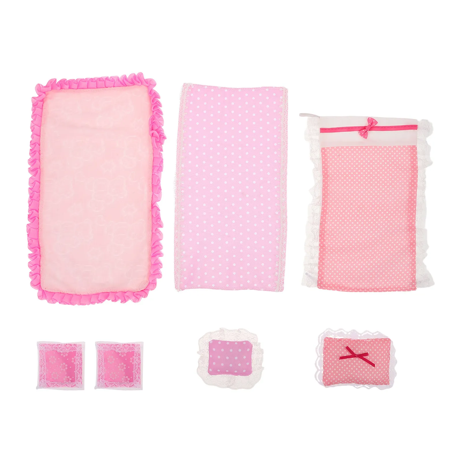 

3Sets Dollhouse Miniature Bedroom Set 1:12 Realistic Bedding Kit Lightweight Compact for Home Decoration Girly Theme