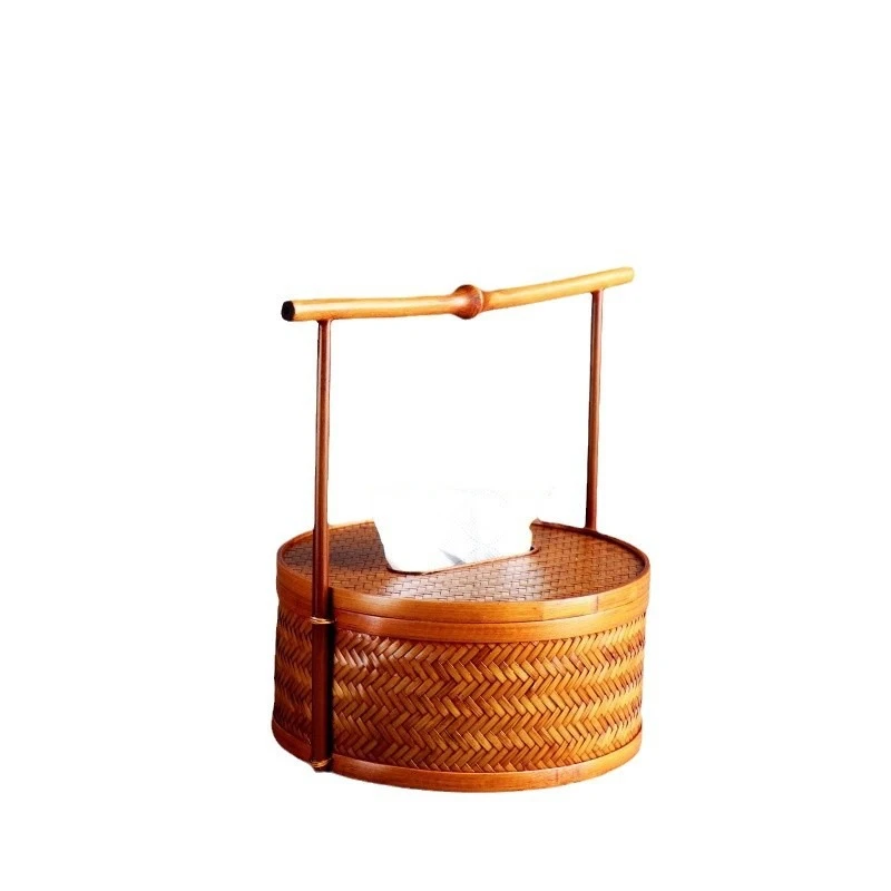 

Bamboo weaving, tissue box, living room, tea table, new Chinese style, retro, zen, handmade, small ornament, household