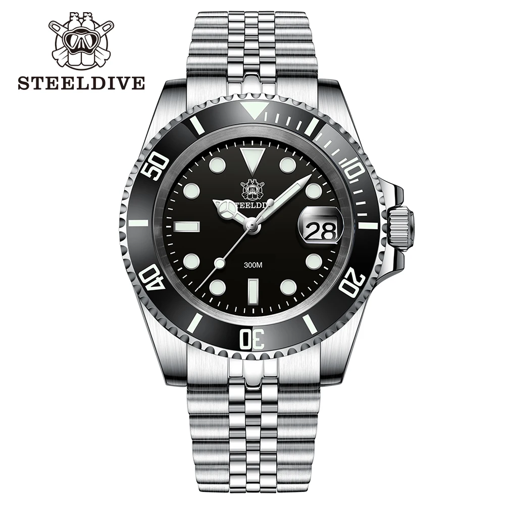 STEELDIVE-Reloj de pulsera de cuarzo para hombre, cronógrafo de lujo de 300M, 30Bar, resistente al agua, estilo Retro, Swiss, luminoso, fantasma del agua, SD8205