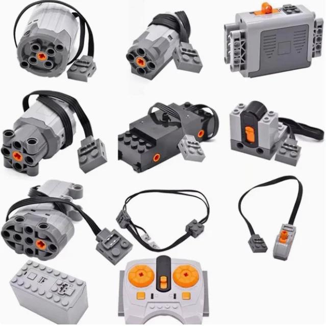 

MOS 11PCS Brick Motor Power Function Kit With technic Parts Includes AA Battery Box 2.4g Speed Control Remote Receiver 5x Motors