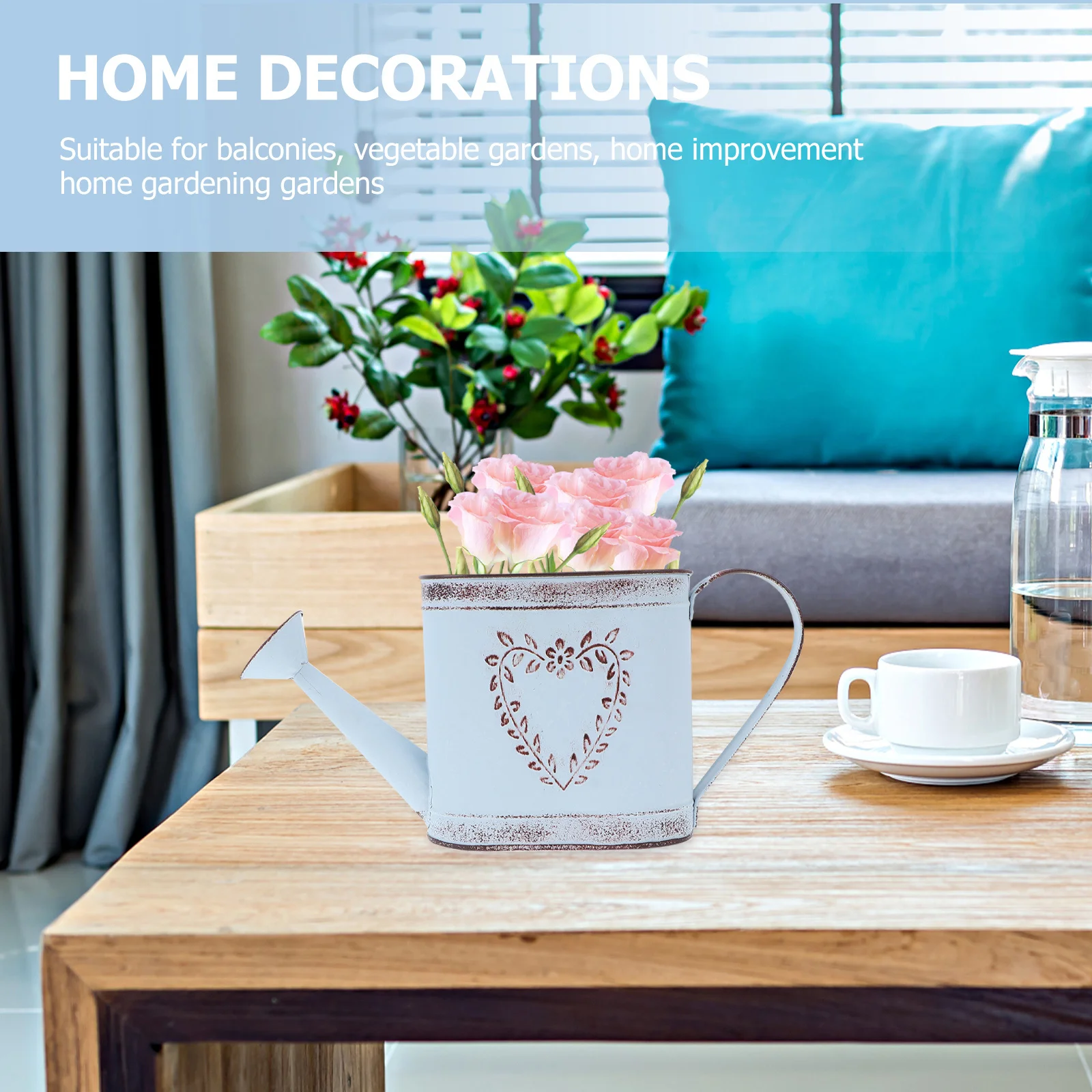 

Flower Pot Iron Watering Can Vintage Garden Decor For Home Office Indoor Outdoor Rustic Metal Flower Bucket Garden