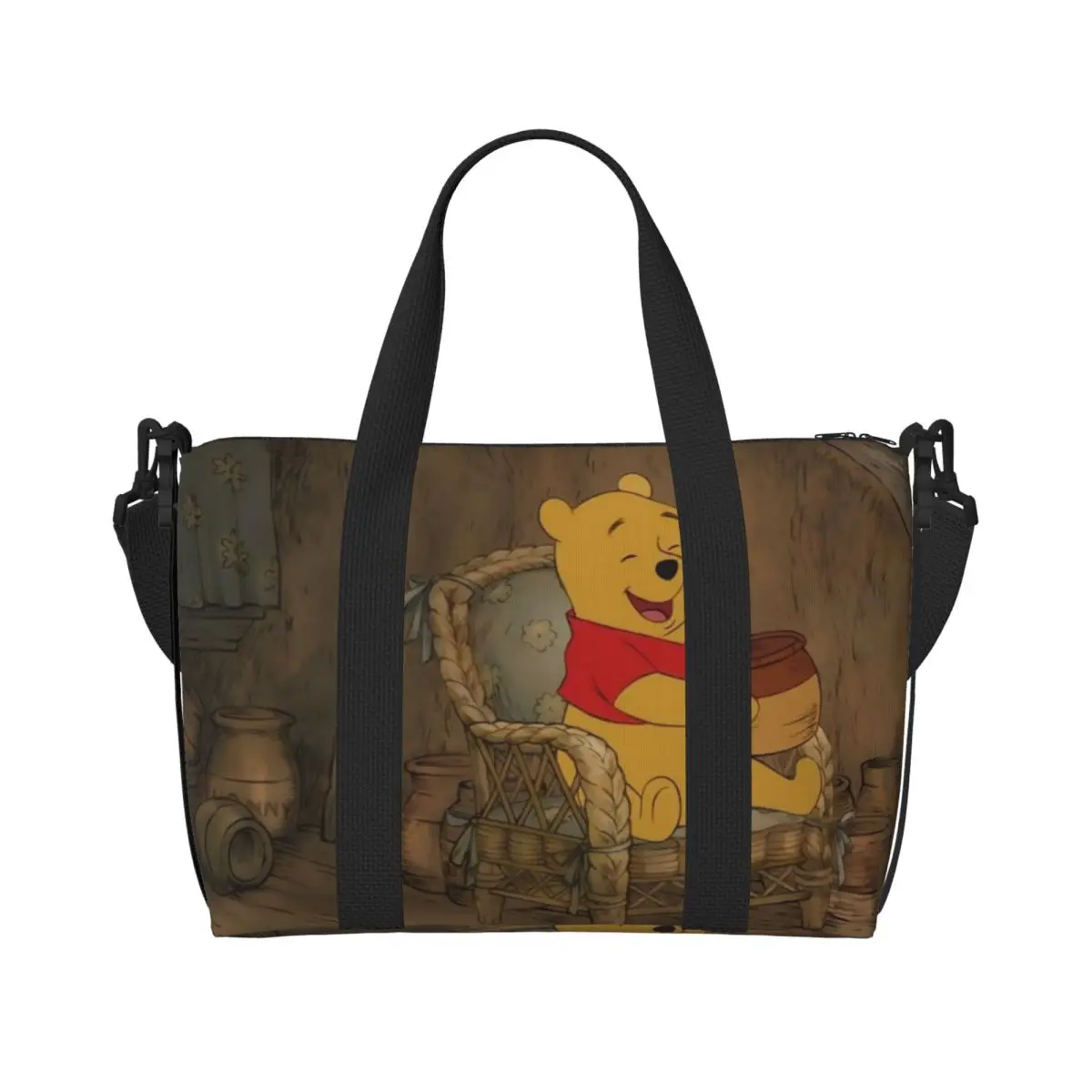 

Custom W-Winnie The Pooh Beach Tote Bag Women Large Compartment Gym Beach Travel Bags