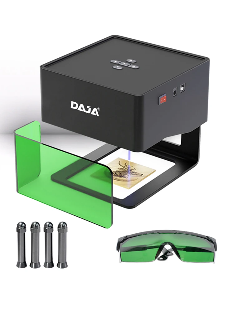 DAJA DJ6 Lasergravierer, 80 x 80 mm, Schnitzbereich, 3 W Laserleistung, APP-Steuerung, tragbare Gravurmarkierungsmaschine für DIY-Logo-Drucker
