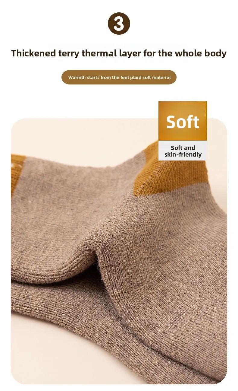 5 Paar dicke, warme Kindersocken für Jungen und Mädchen, weiche, mit Fleece gefütterte, rutschfeste Wintersocken für Kleinkinder – Detail 3
