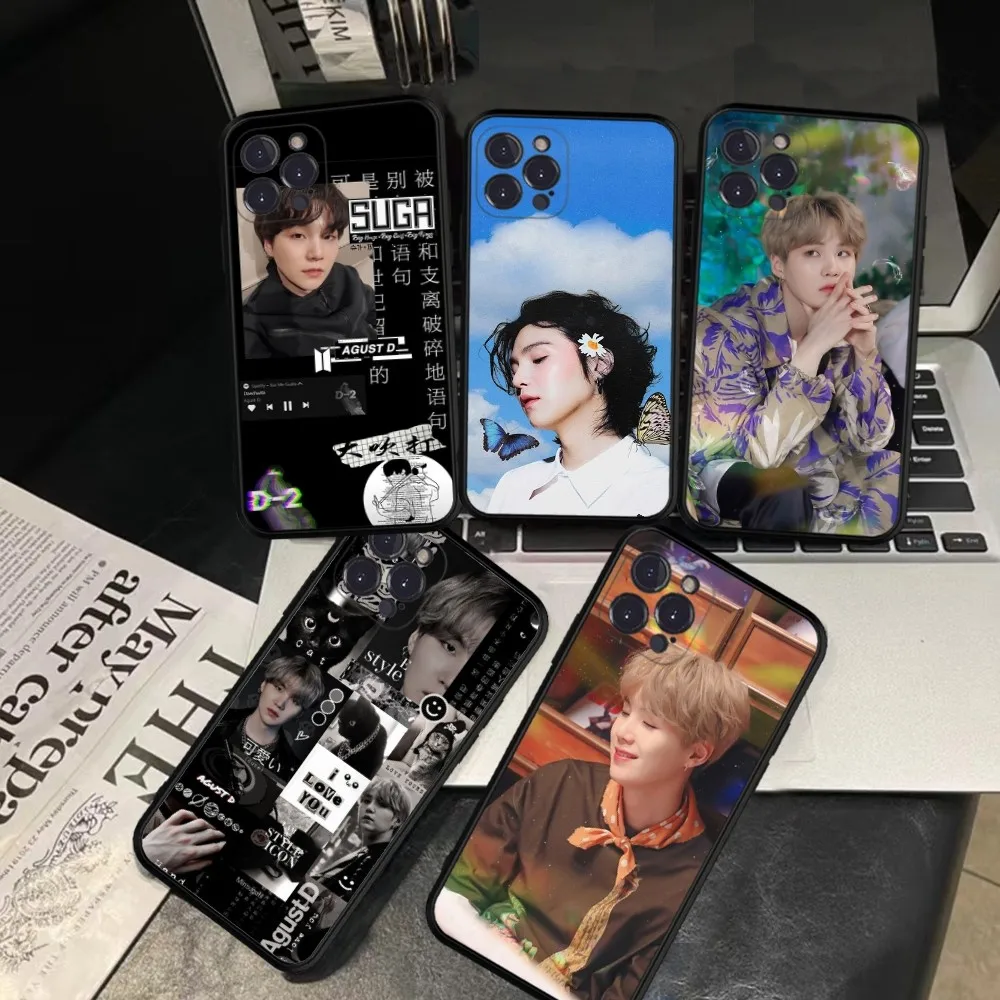 Agust D suga kpop Silicone Soft for iphone 15 14 13 12 11 Pro Mini XS MAX 8 7 6 Plus X XS XR Cover