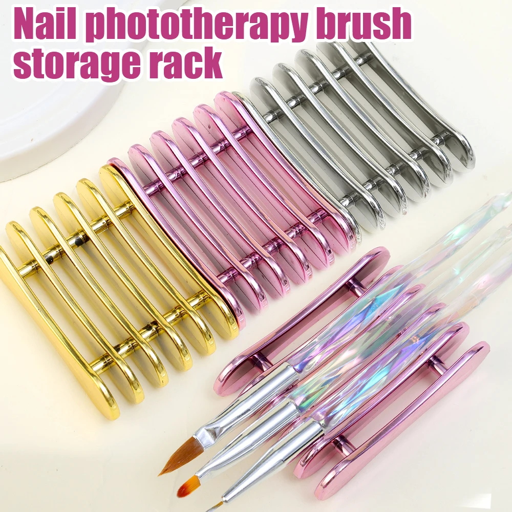 Nail Brush Painting Pen Holder 5Grids Nails Art Brushes Rack Display Drawing Pens Rest Holder Stand UV Gel Manicure Pencil Tools