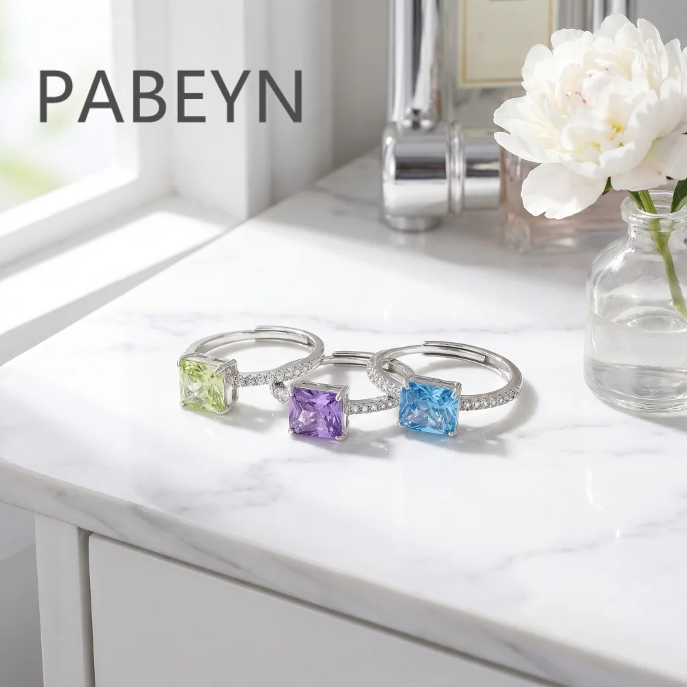 925 Sterling Silber Eleganter Modischer Eisblumen-Schliff Quadratischer Kristall-Zirkon-Ring, Geburtstags- und Jubiläumsgeschenk, Damenschmuck – Detail 17