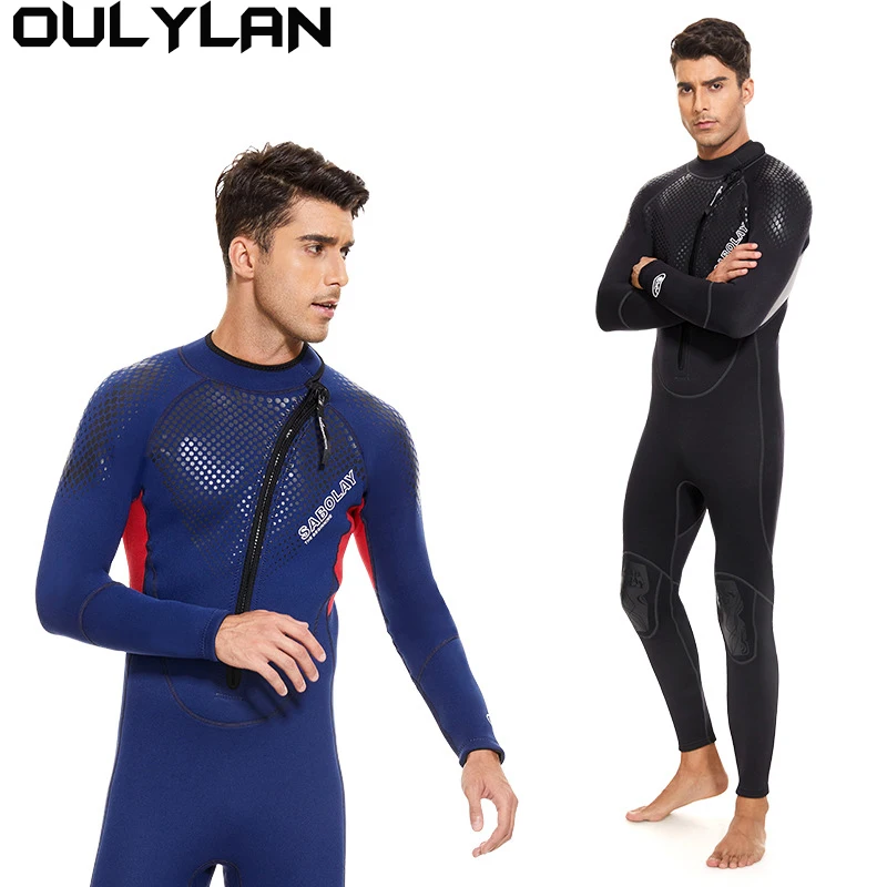 Oulylan 3mm Neoprene Wetsuit for Men Snorkeling Diving Suit Long Sleeve Surfing Swimsuit Keep Warm Freediving Wet Suit