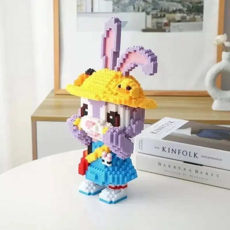 Disney 32cm-39cm Giantism StellaLou Small Particle Assembly Building Block Toy Kawaii Rabbit Blocks Toy Figures Children's Gifts