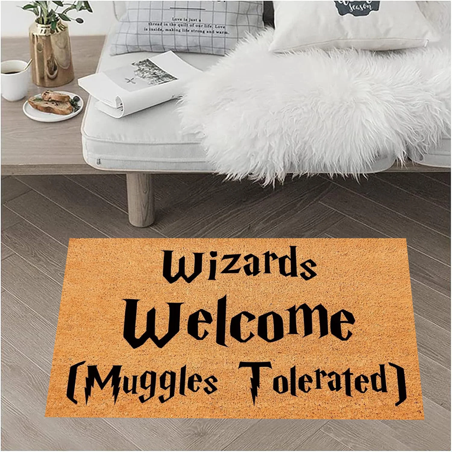 

Doormat Wizards Welcome Front Door Mat Entryway Outdoor with Heavy Duty Front Porch Welcome Mats Easy to Clean Entry Brown Mat