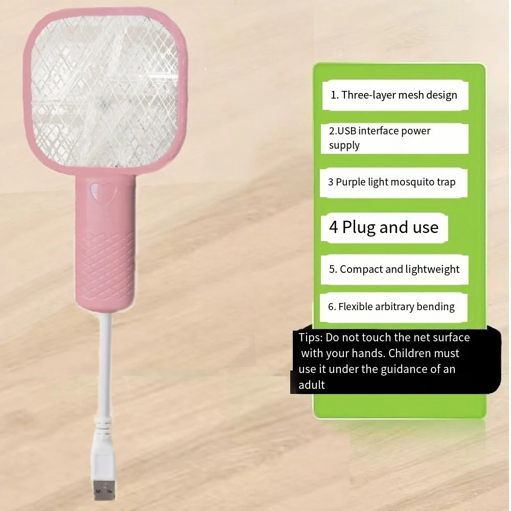 Pest Control USB Mosquito Swatter Trap UV Light Portable Insect Racket Mini Security Net Mosquito Killer Lamp Summer
