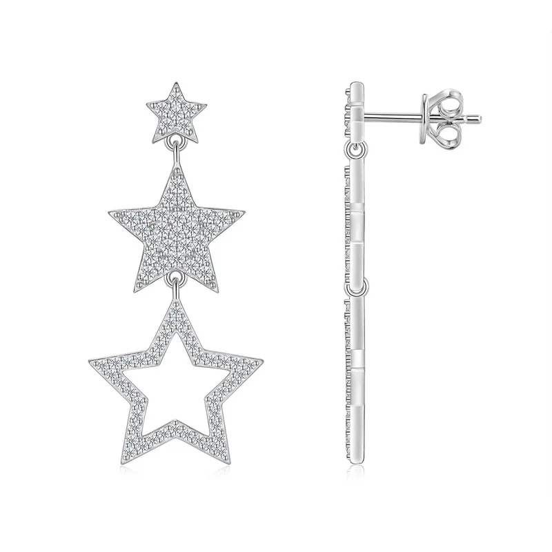 

Модные классические серьги-подвески ZFSILVER из серебра 925 пробы с муассанитом D-цвета в форме звезды, женские аксессуары, ювелирные изделия, подарок E17081