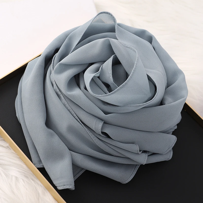 Muslim Chiffon Hijab Soft Shawls for Women Long Plain Scarf Head Wrap Lady Big Size Spring Ramadan Headband Islamic Turban view 6