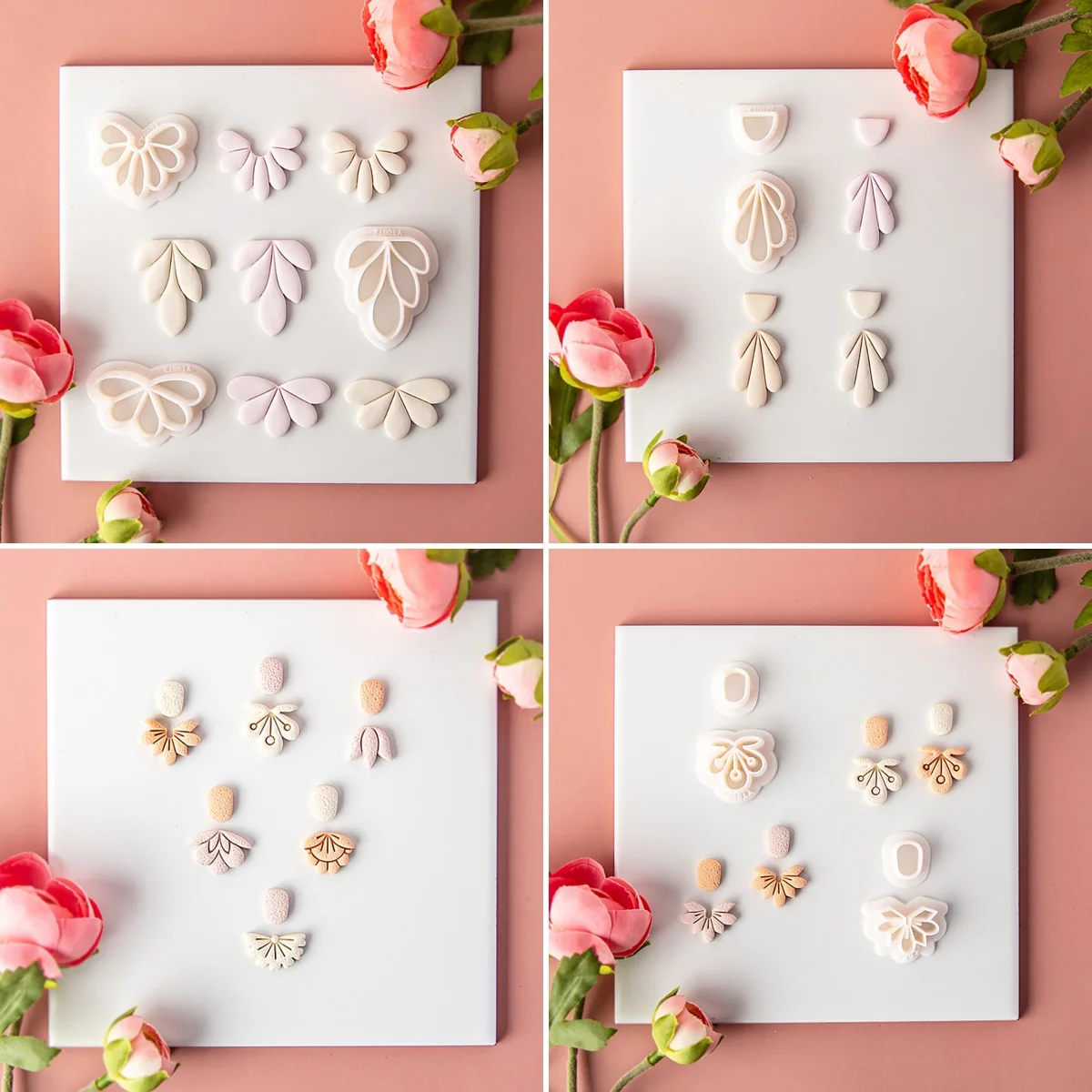 New Flower Polymer Clay Cutting Molds High Precision Hollow-out Pattern Embossed Earring Pendant Soft Potter Cutter Tools