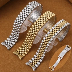 13mm 17mm 20mm 21mm Luxury Stainless Steel Watch Band for Jubilee for Rolex Metal Curved End Strap Solid Replacement Bracelet