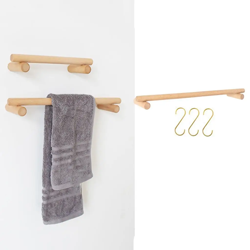 

Simple Towel Rack with 3pcs S-shaped Hooks Towel Holder Storage