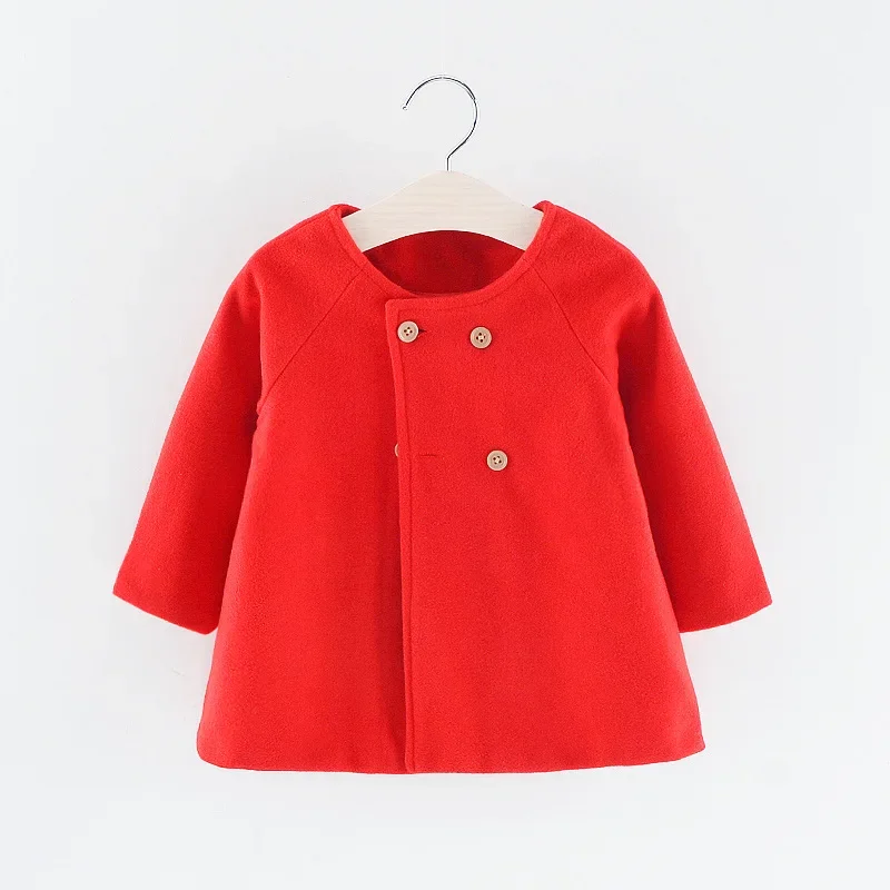 Cappotto per bambina in tinta unita di nuova moda autunno e inverno Abbigliamento a maniche lunghe per bambini in stile coreano (0-3 anni)