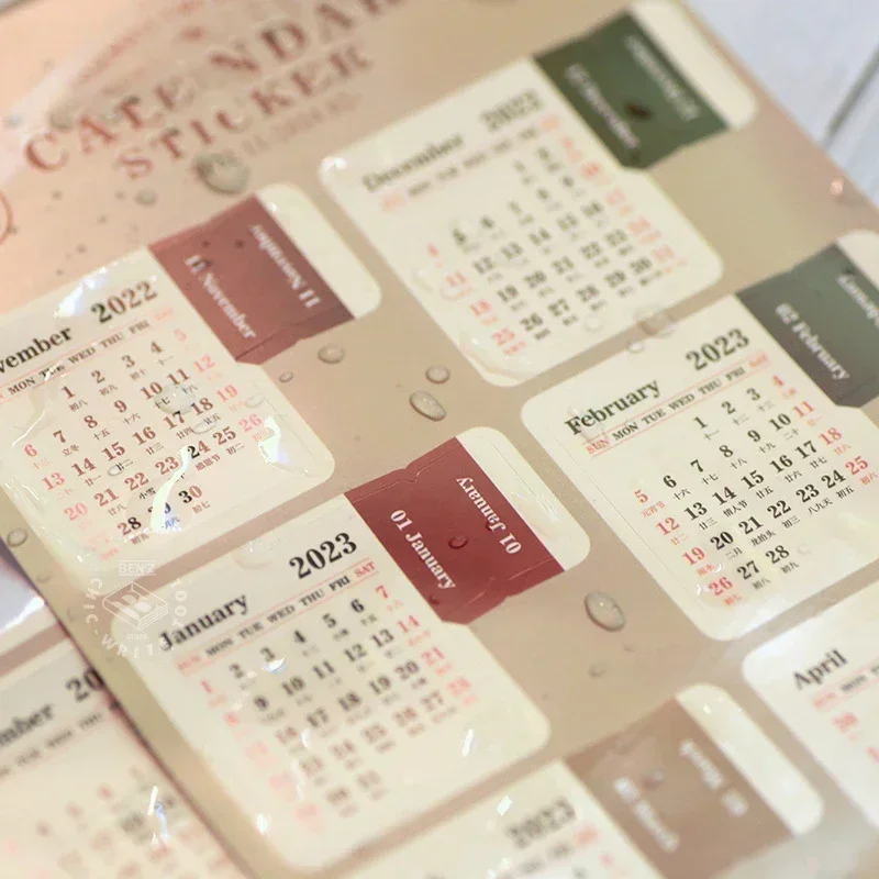 16 Months Calendar Stickers 2024 Notebook Agenda Index Stickers Bookmark Kawaii Korean Stationery Journal Planner Label Tags