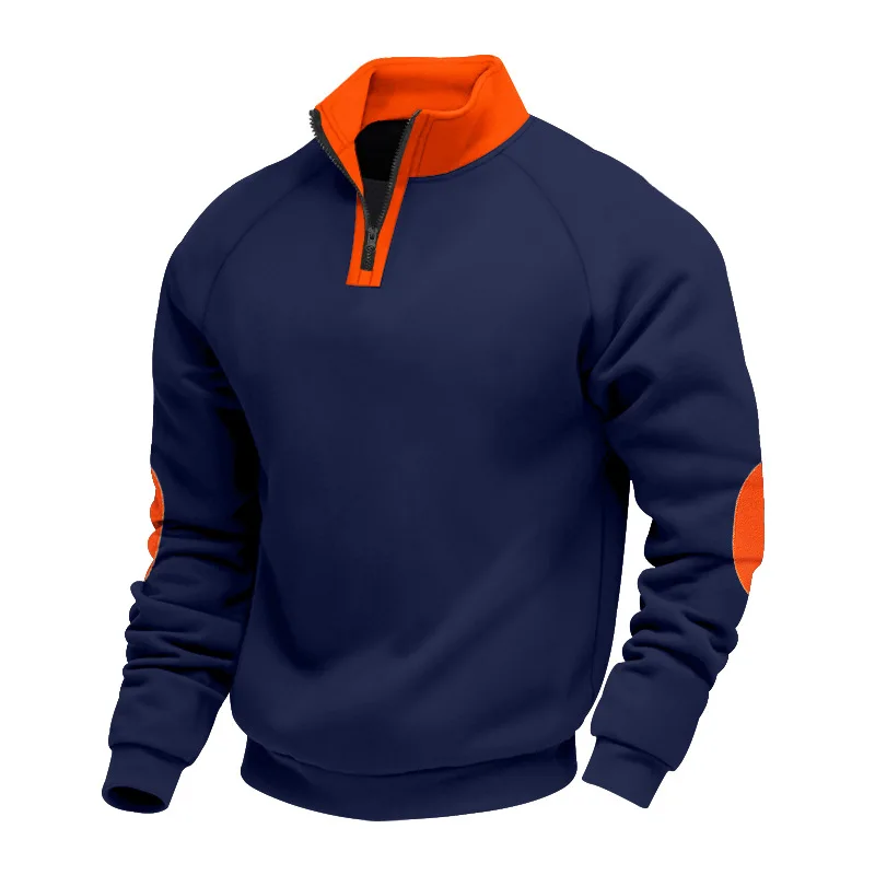 

Mens American Autumn Winter Heavyweight Plush Hoodie Loose Casual Stand Collar Long Sleeve Polo Jacket