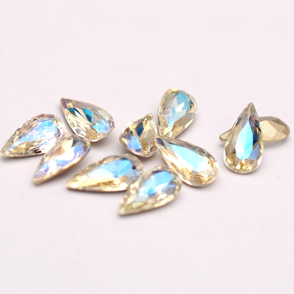 5x10mm 7x14mm Crystal Water-drop Jewelry Accessories Women DIY Fashion Pendant Style Nail Aat Garment Jewelry Brooch Decoration