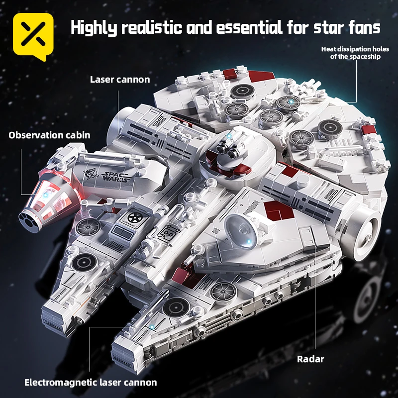 

Конструктор TOYLINX «Космический корабль Миллениум», набор для сборки космического корабля, фигурка инопланетянина Фалькона, модель, строительные блоки, игрушка, подарок