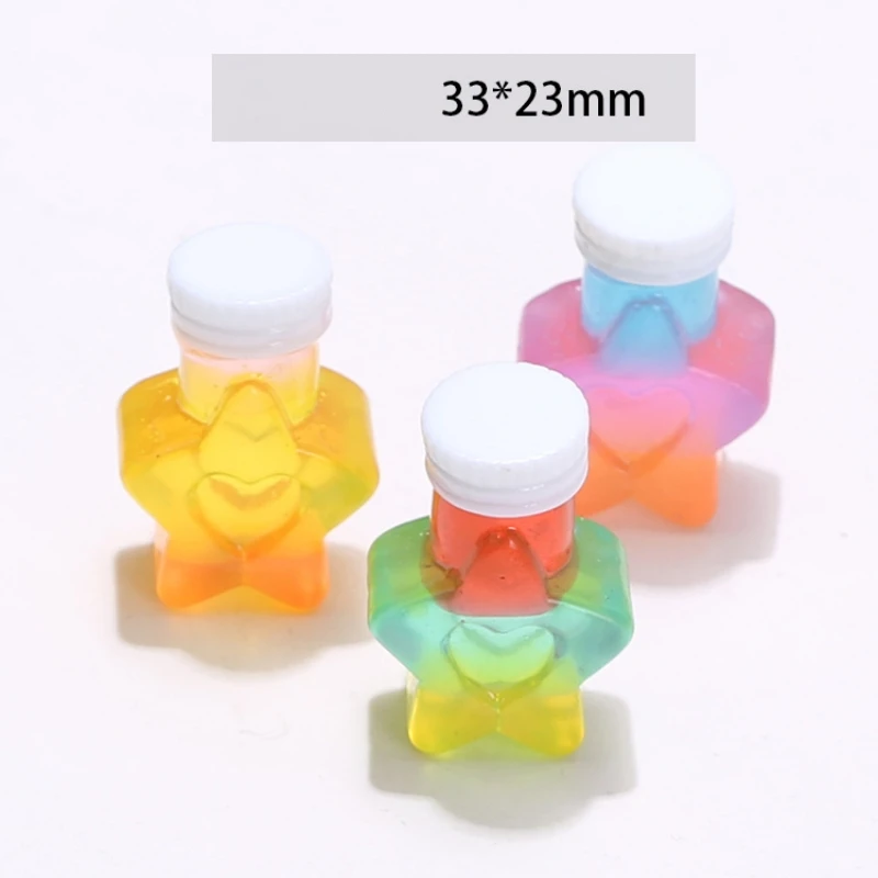 20Pcs Resin Luminous Wishing Bottle Cabochons Crafts Cute Colorful 3D Wish Bottle Resin Decoration Accessories for Girls Room