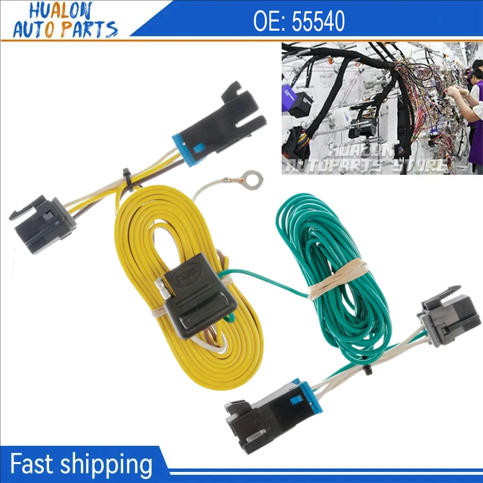 4 Way Trailer Wiring Harness  55540 for 2003-2023 Chevy Express/GMC Savana 1500, 2500, 3500, 4 Way Trailer Light Wiring Kit